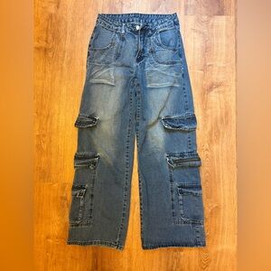 Women’s Cargo Jeans Skater Core Loose Fit 26 Inch Waist Pockets